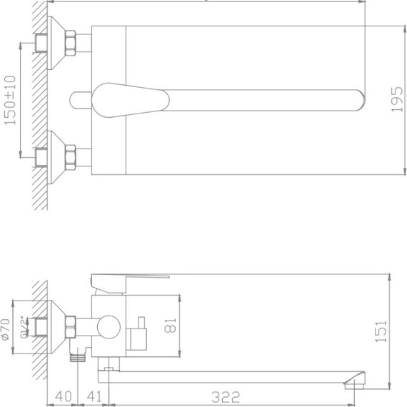 Смеситель для ванны Haiba HB22802, сталь - фото 2