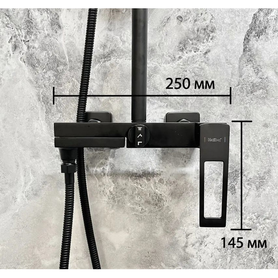 Душевая стойка Haiba HB24817-7, чёрный матовый - фото 3