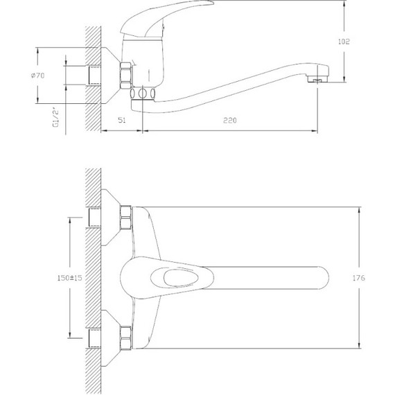 Смеситель для раковины настенный Haiba HB4603 - фото 2