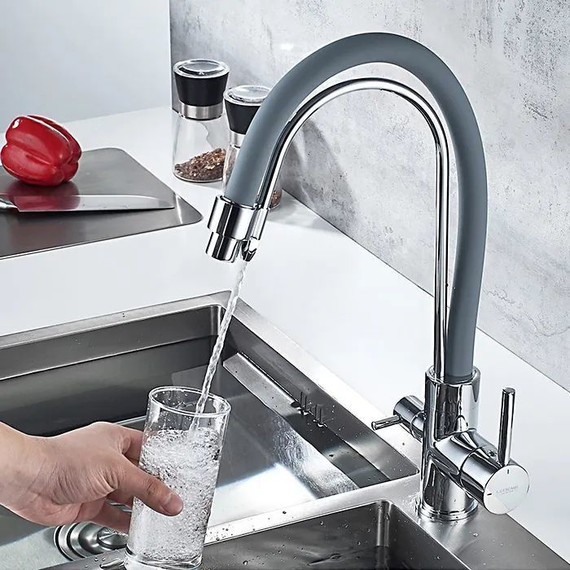 Смеситель для кухни Ledeme L4755-9, хром/серый - фото 5