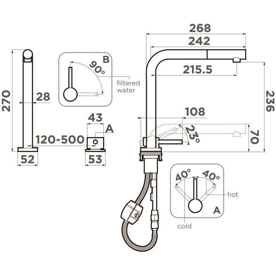 Смеситель для кухни Omoikiri Nara 2 Plus-S C 4994367, хром - фото 2