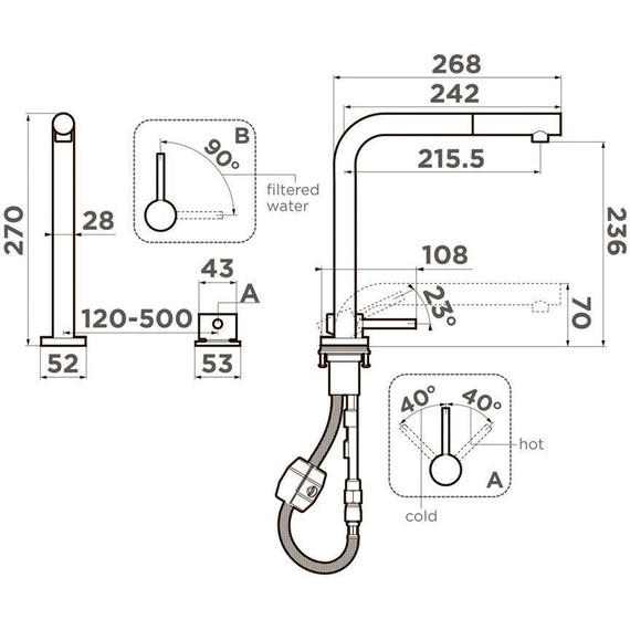 Смеситель для кухни Omoikiri Nara 2 Plus-S GB 4994373, графит - фото 2