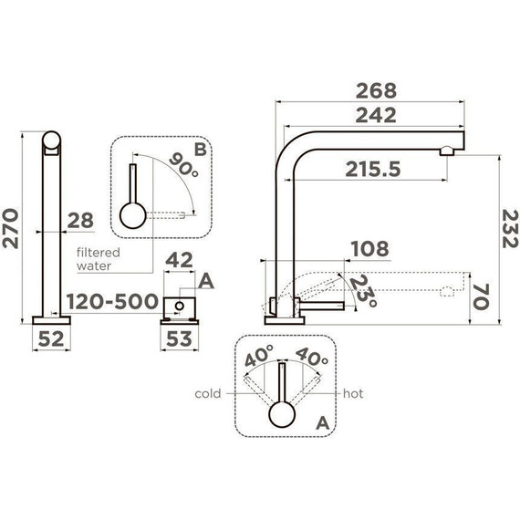 Смеситель для кухни Omoikiri Nara 2 Plus BN 4994368, нержавеющая сталь - фото 2