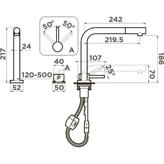 Смеситель для кухни Omoikiri Nara-S GB 4994371, графит - фото 2