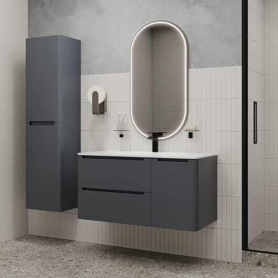 Тумба подвесная с раковиной Iddis Edifice 100 см EDI10D0i95K, темно-серый - фото 6