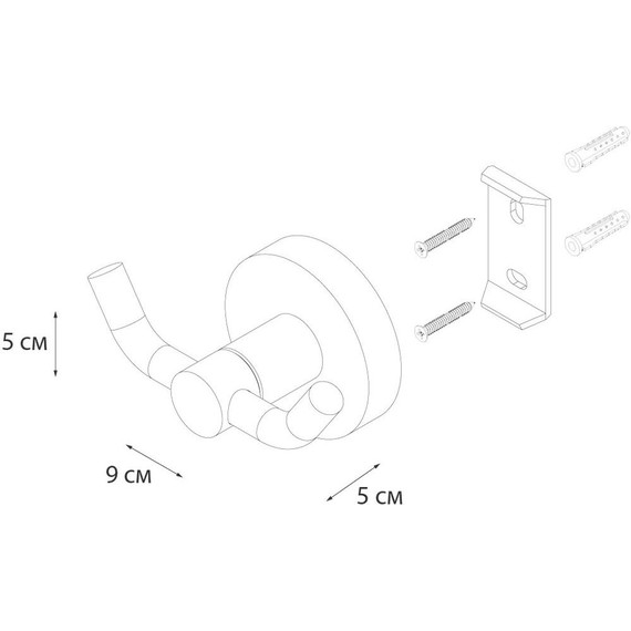 Двойной крючок Fixsen Comfort FX-86005A, чёрный - фото 3