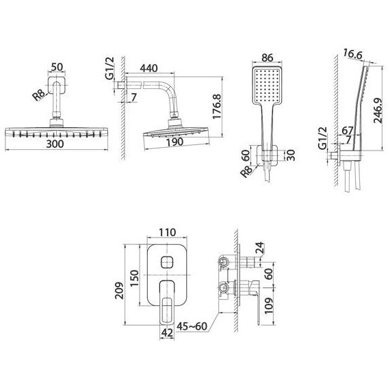 Душевая система для душа Iddis Slide SLIBL02i67, черный матовый - фото 6