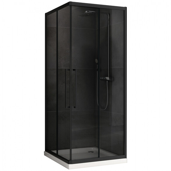 Душевое ограждение Abber Schwarzer Diamant 80x80 см AG02080BDTH, чёрный/тонированное - фото 