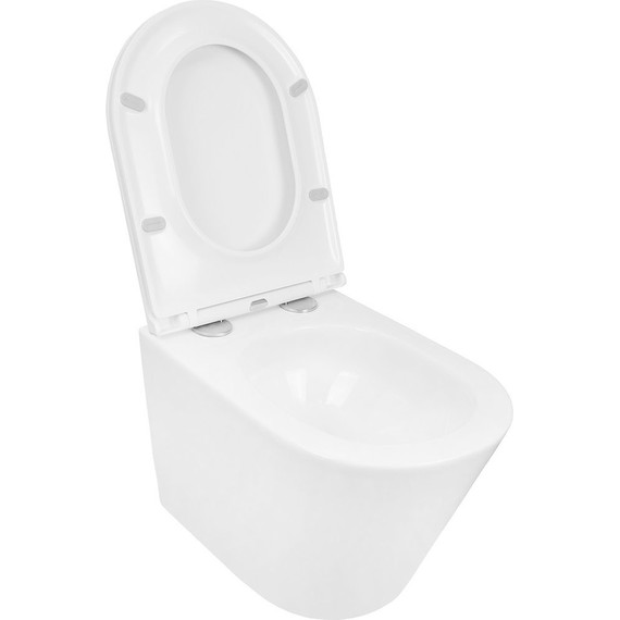 Унитаз подвесной безободковый Azario Teramo AZ-0053-UQ3 (система смыва Торнадо) с тонкой крышкой микролифт, Цвет производителя: белый - фото, картинка 4 Унитаз подвесной безободковый Azario Teramo AZ-0053-UQ3 (система смыва Торнадо) с тонкой крышкой микролифт, Цвет производителя: белый - фото 4