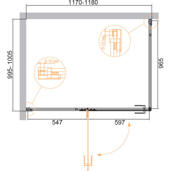 Душевое ограждение Cezares 120х100 см BELLAGIO-AH-1-120/100-C-NERO (стекло 8 мм) черный/прозрачное - фото 2