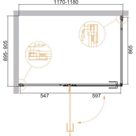 Душевое ограждение Cezares 120х90 см BELLAGIO-AH-1-120/90-C-NERO (стекло 8 мм) черный/прозрачное - фото 2