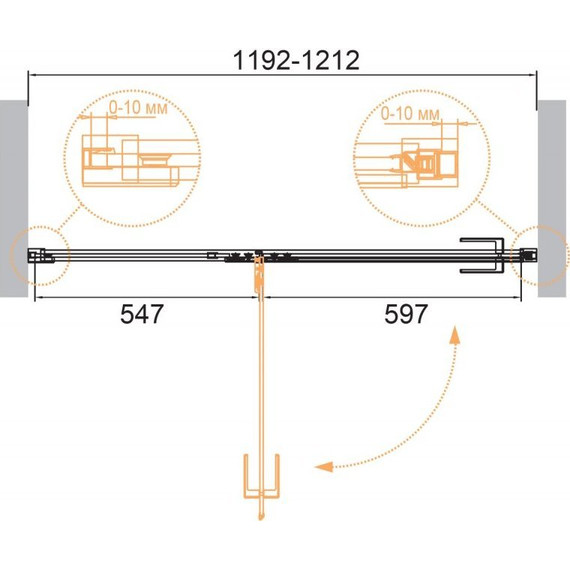 Душевая дверь Cezares 120 см BELLAGIO-B-12-120-C-NERO (стекло 8 мм) черный/прозрачное - фото 2