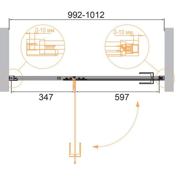 Душевая дверь Cezares 100 см BELLAGIO-B-12-100-C-BORO (стекло 8 мм) золото/прозрачное - фото 2