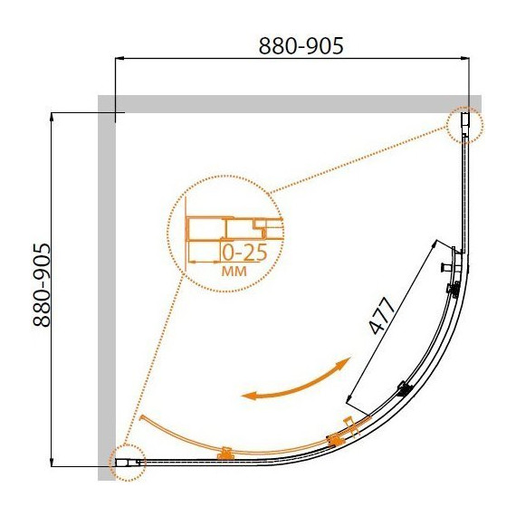 Душевое ограждение Cezares 90х90 см MOLVENO-R-1-90-C-Cr-IV, хром/прозрачное - фото 6