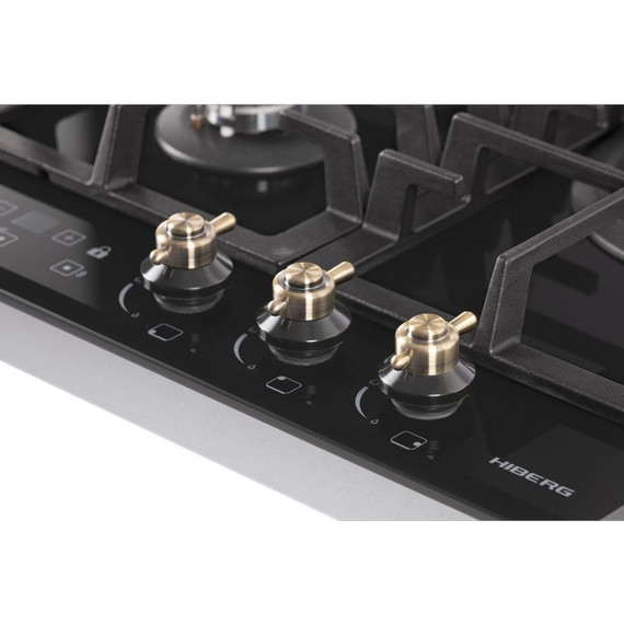 Газовая варочная поверхность Hiberg VM 4535 B (чёрное стекло) - фото 7