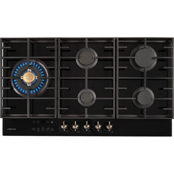 Газовая варочная поверхность Hiberg VM 9155 B (чёрное стекло) - фото 2