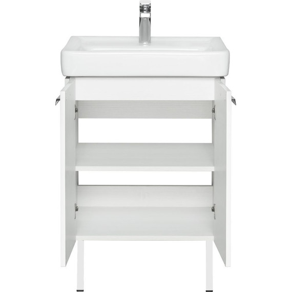 Тумба напольная с раковиной Акватон Йорк 60 см 1A1702K1YOAY0, белый/выбеленное дерево - фото 4