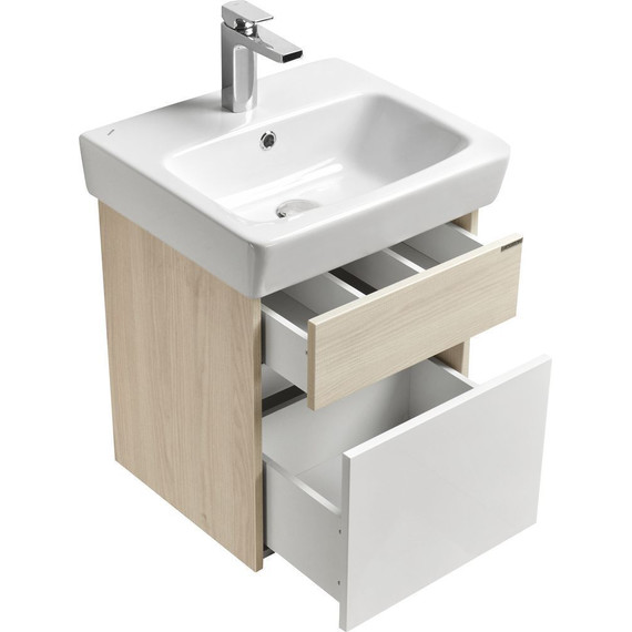 Тумба подвесная с раковиной Акватон Верди 50 см 1A1959K1VDAV0, белый/ясень фабрик - фото 5