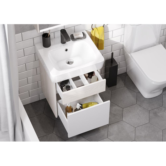 Тумба подвесная с раковиной Акватон Верди 50 см 1A1959K1VDAV0, белый/ясень фабрик - фото 6