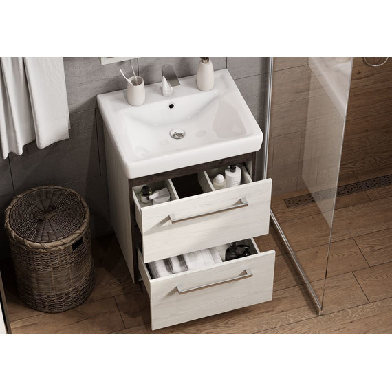 Тумба напольная с раковиной Акватон Ронда 60 см 1A2050K1RSC20, дуб соммерсет - фото 5