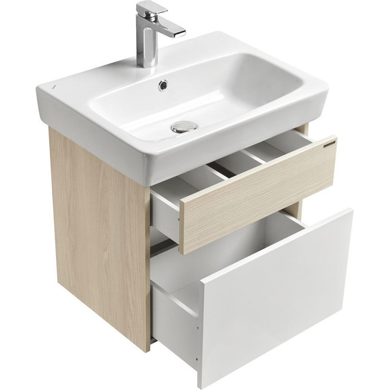 Тумба подвесная с раковиной Акватон Верди 60 см 1A2067K1VDAV0, белый/ясень фабрик - фото 5