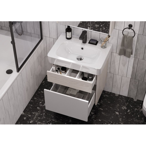 Тумба подвесная с раковиной Акватон Верди 60 см 1A2067K1VDAV0, белый/ясень фабрик - фото 7