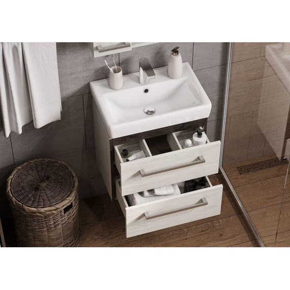 Тумба подвесная с раковиной Акватон Ронда 55 см 1A2076K1RSC20, дуб соммерсет - фото 4