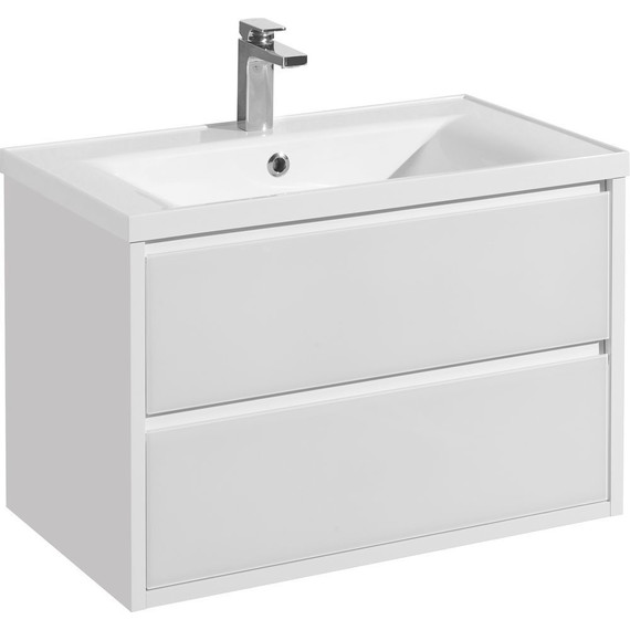 Тумба подвесная с раковиной Акватон Римини 80 см 1A2267K1RN010, белый глянцевый - фото 3