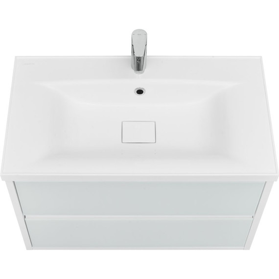 Тумба подвесная с раковиной Акватон Римини 80 см 1A2267K1RN010, белый глянцевый - фото 4