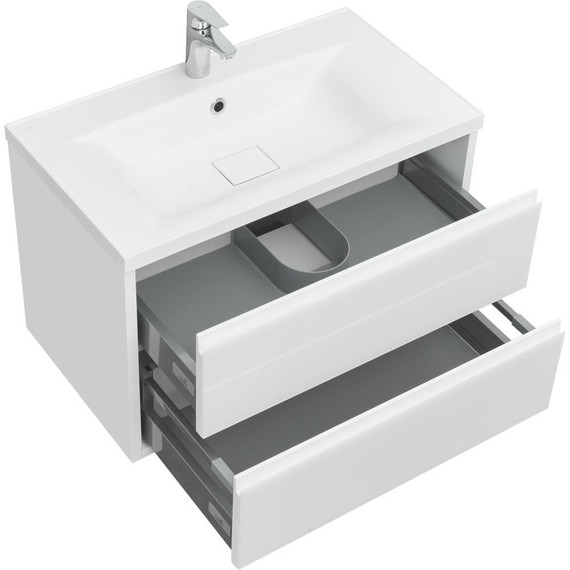 Тумба подвесная с раковиной Акватон Римини 80 см 1A2267K1RN010, белый глянцевый - фото 6