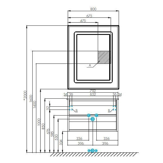 Тумба подвесная с раковиной Акватон Римини 80 см 1A2267K1RN010, белый глянцевый - фото 8