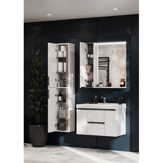 Тумба подвесная с раковиной Акватон Рене 80 см 1A2586K0NRC80, белый - фото 9