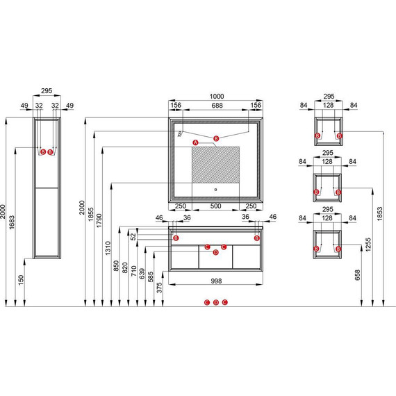 Тумба подвесная с раковиной Акватон Уэльс 100 см 1A2676K1WA6A0, графит/серый бетон - фото 12