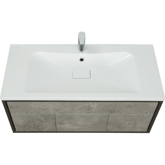 Тумба подвесная с раковиной Акватон Уэльс 100 см 1A2676K1WA6A0, графит/серый бетон - фото 3
