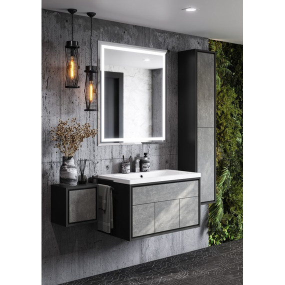 Пенал подвесной Акватон Уэльс 30 см 1A267703WA6A0, графит/серый бетон - фото 7