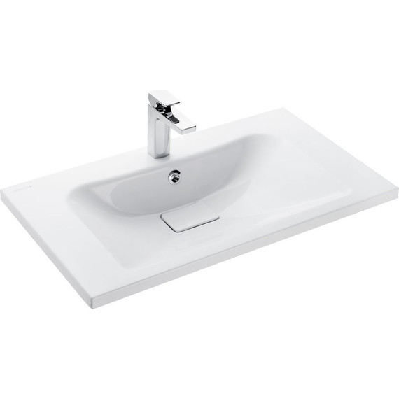 Тумба подвесная с раковиной Акватон Уэльс 80 см 1A2679K1WA6A0, графит/серый бетон - фото 2