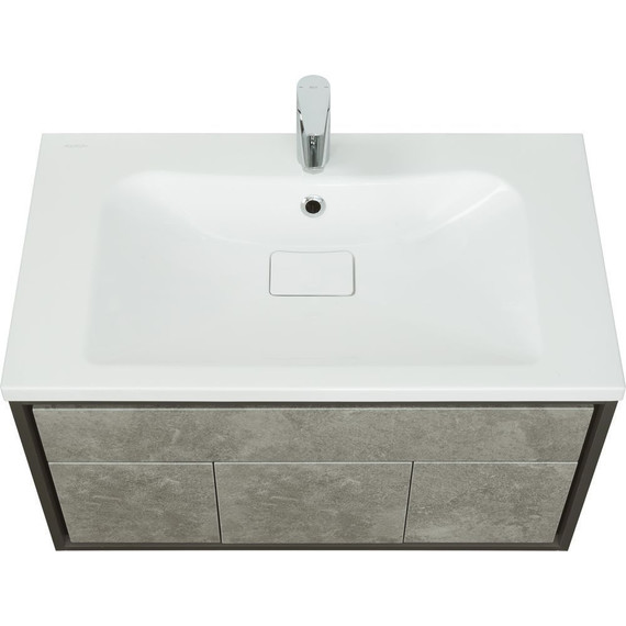 Тумба подвесная с раковиной Акватон Уэльс 80 см 1A2679K1WA6A0, графит/серый бетон - фото 3