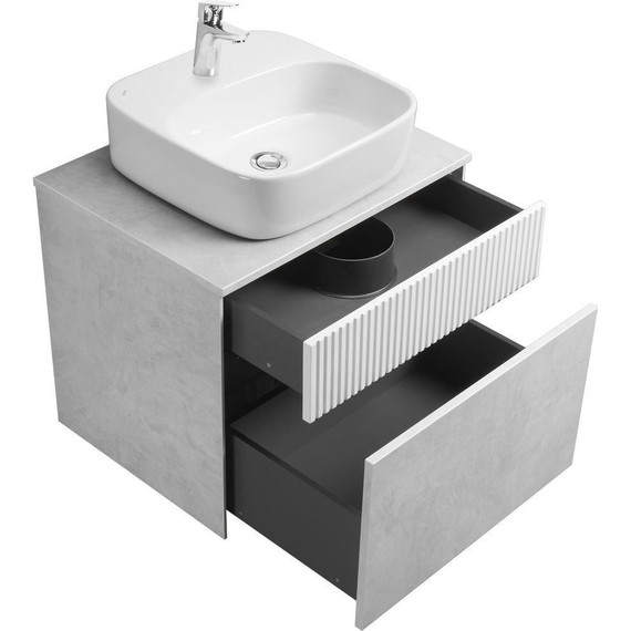 Тумба подвесная с раковиной Акватон Марбл 60 см 1A2761K1MH4C0 (раковина Одри) слэйт - фото 3