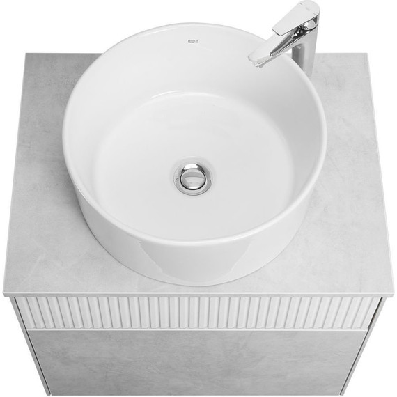 Тумба подвесная с раковиной Акватон Марбл 60 см 1A2761K2MH4C0 (раковина Mila 40) слэйт - фото 3