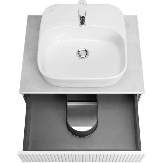 Тумба подвесная с раковиной Акватон Марбл 60 см 1A2761K1MH4C0 (раковина Одри) слэйт - фото 5