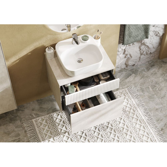 Тумба подвесная с раковиной Акватон Марбл 60 см 1A2761K1MH4C0 (раковина Одри) слэйт - фото 7