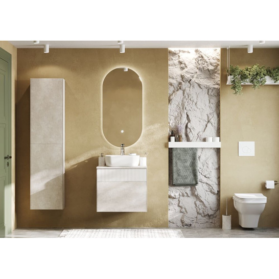 Тумба подвесная с раковиной Акватон Марбл 60 см 1A2761K1MH4C0 (раковина Mila 50) слэйт - фото 8