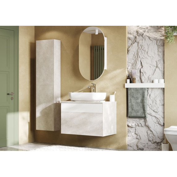 Тумба подвесная с раковиной Акватон Марбл 80 см 1A2762K3MH4C0 (раковина Одри Round) слэйт - фото 5