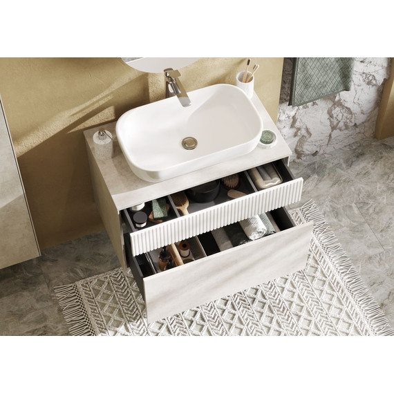 Тумба подвесная с раковиной Акватон Марбл 80 см 1A2762K4MH4C0 (раковина Лола) слэйт - фото 7