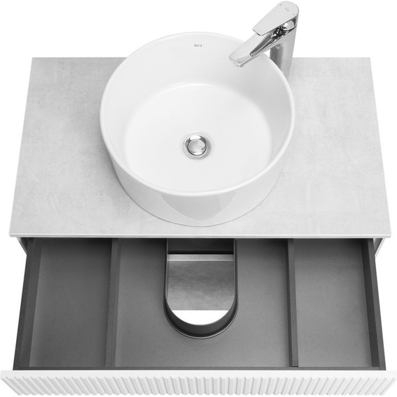 Тумба подвесная с раковиной Акватон Марбл 80 см 1A2762K2MH4C0 (раковина Mila 40) слэйт - фото 2