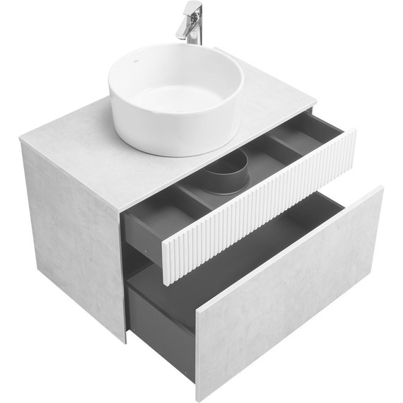 Тумба подвесная с раковиной Акватон Марбл 80 см 1A2762K2MH4C0 (раковина Mila 40) слэйт - фото 4