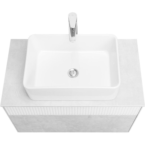 Тумба подвесная с раковиной Акватон Марбл 80 см 1A2762K1MH4C0 (раковина Mila 50) слэйт - фото 4