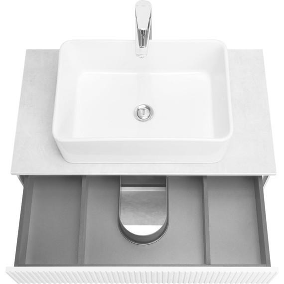 Тумба подвесная с раковиной Акватон Марбл 80 см 1A2762K1MH4C0 (раковина Mila 50) слэйт - фото 5