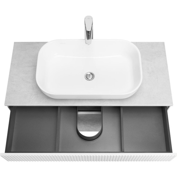 Тумба подвесная с раковиной Акватон Марбл 100 см 1A2763K4MH4C0 (раковина Лола) слэйт - фото 3