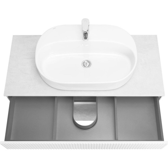 Тумба подвесная с раковиной Акватон Марбл 100 см 1A2763K3MH4C0 (раковина Одри Round) слэйт - фото 4